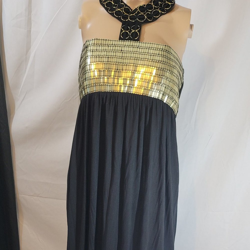 SALE Ai Black Maxi Dress Gold Accents